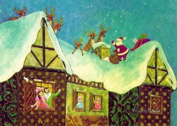 Para niños Painting - XS037 niños Navidad Papá Noel